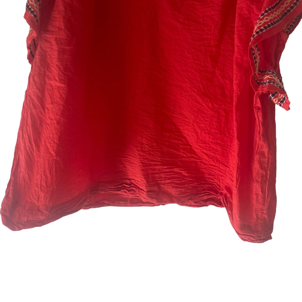 Ellison Women's Size Large Red Embroidered Ruffled Sleeves Blouse‎ - Picture 5 of 10